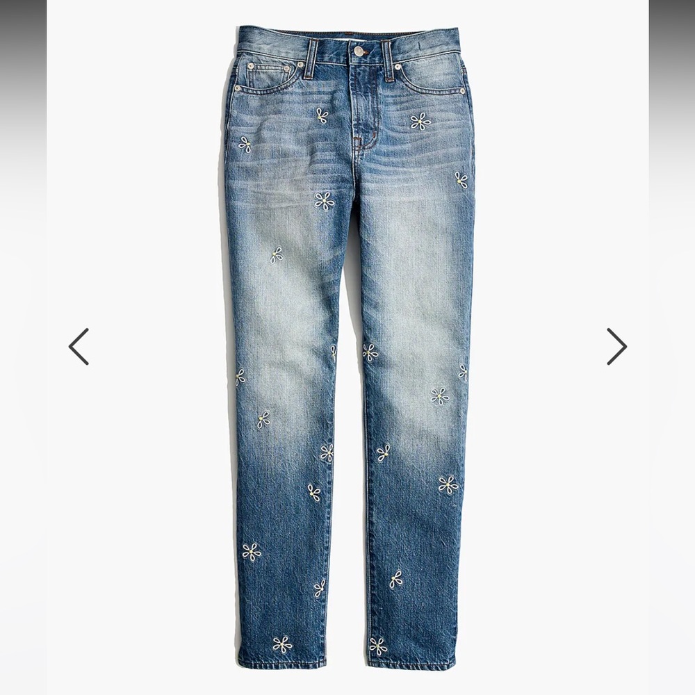 Madewell 10“ perfect summer daisy straight leg jeans, size 23